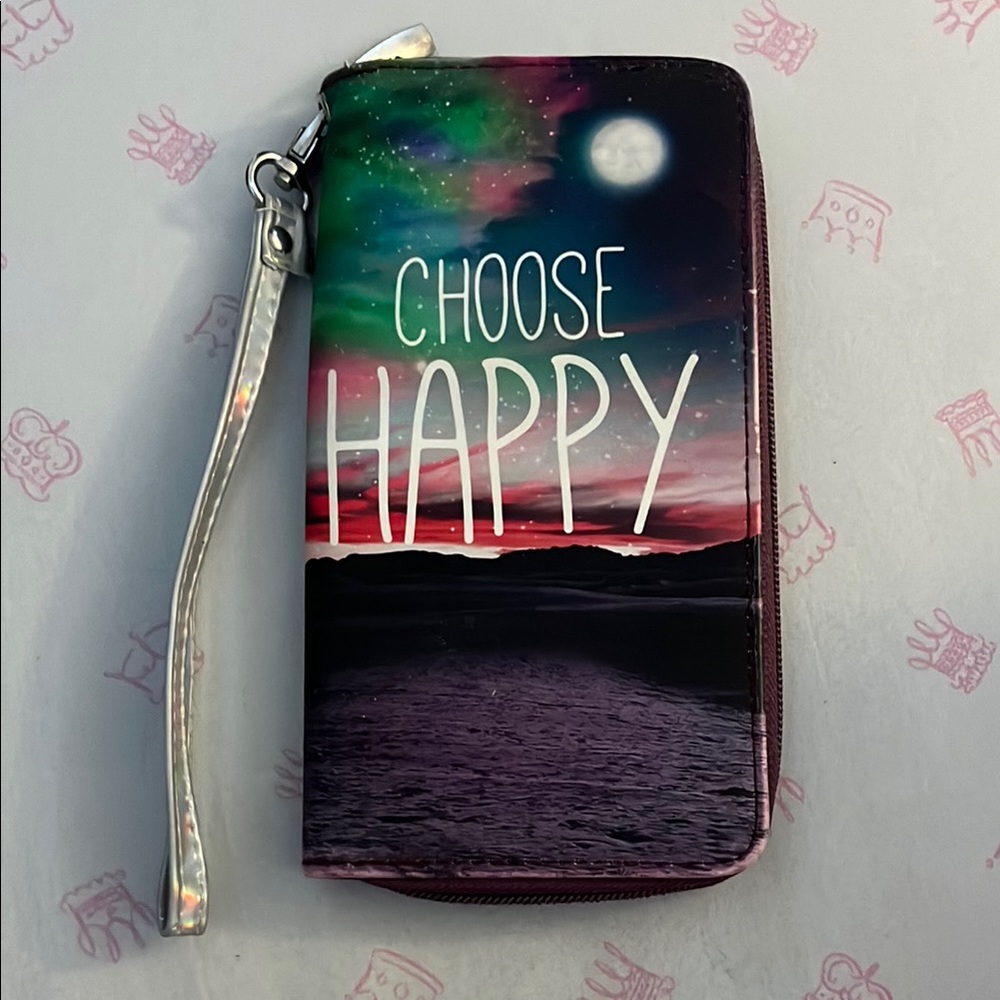 Colorful 'Choose Happy' Wristlet Wallet